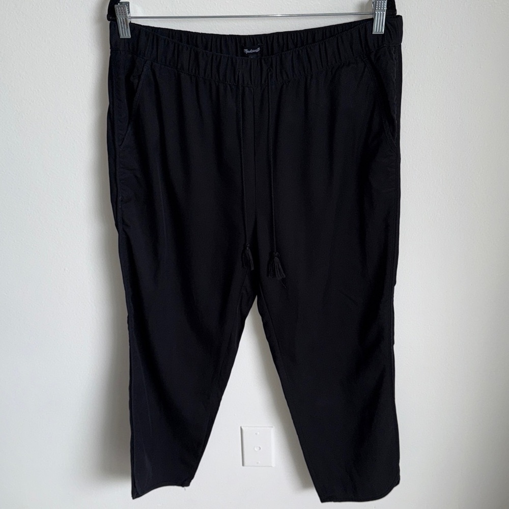 Madewell Black Pull on Elastic Waist Drawstring Jogger Pants, Size Large